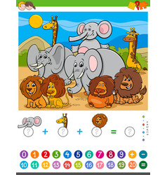 Counting and adding task with cartoon pet animals Vector Image