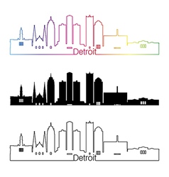 Detroit skyline linear style with rainbow Vector Image