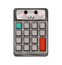 Desk computer with keyboard kawaii cartoon Vector Image