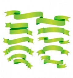 Green ribbons banners set ribbons Royalty Free Vector Image
