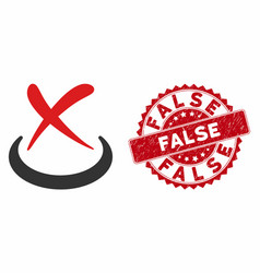 False positive icon with scratched false positive Vector Image