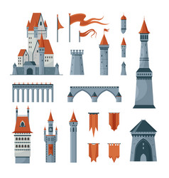 Medieval royal castle isometric set Royalty Free Vector