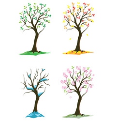 A tree with four monkeys Royalty Free Vector Image