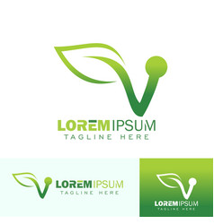 V leaf monogram initial logo sign Royalty Free Vector Image
