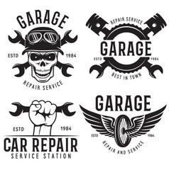 Car service logos vintage labels badges Royalty Free Vector