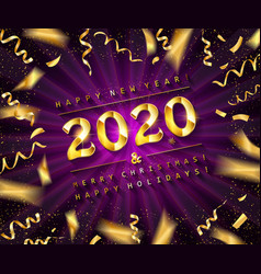 Happy 2020 new year gold party card image Vector Image