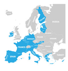 Map of eurozone states using euro currency grey Vector Image