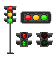 Realistic traffic light led lights red yellow Vector Image