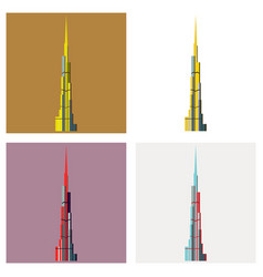 Burj khalifa tower icon uae dubai symbol gray Vector Image