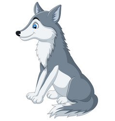 Cartoon wolf howling on white background Vector Image