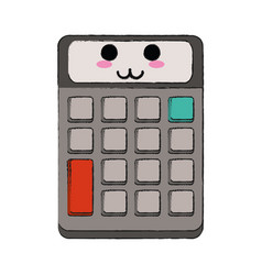 Desk computer with keyboard kawaii cartoon Vector Image