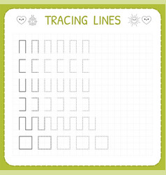 Tracing lines basic writing worksheet for kids Vector Image