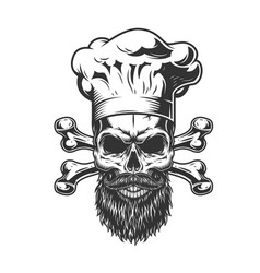 Skull without jaw in chef hat Royalty Free Vector Image