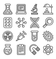 Chemistry science icons set on white background Vector Image