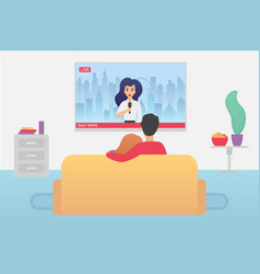 A Young Girl Watching Tv Happily Royalty Free Vector Image