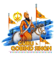 Happy Guru Gobind Singh Jayanti festival for Sikh Vector Image
