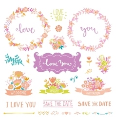 Wedding vintage elements big collection Royalty Free Vector