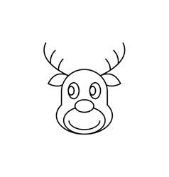 Cute christmas reindeer black outline with snow Vector Image