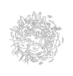 Round world planet earth city Royalty Free Vector Image