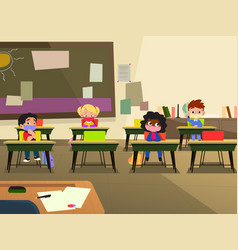 School kids cartoon wearing mask Royalty Free Vector Image