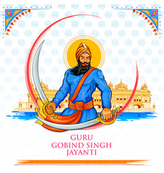 Happy guru gobind singh jayanti festival for sikh Vector Image