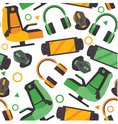 Video game seamless pattern with thin line icons Vector Image