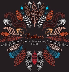 Hand drawn Feathers Frame Royalty Free Vector Image