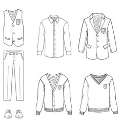 Sketch set school uniform clothes Royalty Free Vector Image