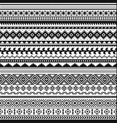 Tribal indian borders black white geometric vector