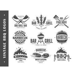 Barbecue grill logo with fire isolated on white Vector Image