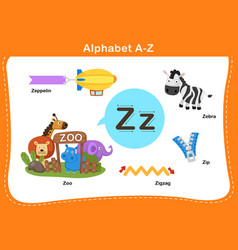 Isolated alphabet letter y-yacht z-zoo Royalty Free Vector