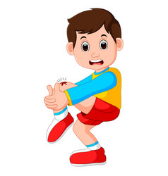 Boy with broken leg Royalty Free Vector Image - VectorStock