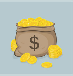 Icon a sack with gold coins in simple style Vector Image