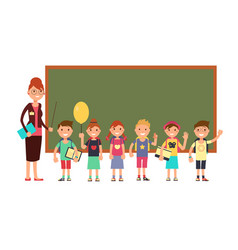 Educator and kids teacher happy children vector image