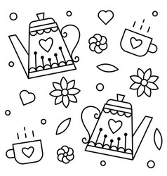 Tea time coloring page Royalty Free Vector Image