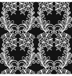 Lace black seamless pattern with flowers on white Vector Image