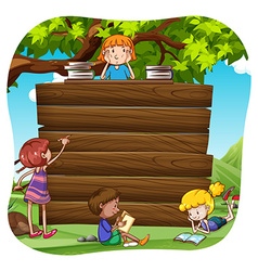 Two kids reading books together Royalty Free Vector Image