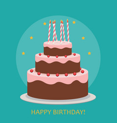 Happy birthday poster background with cake Vector Image