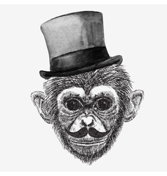 Funny hipster monkey waving Royalty Free Vector Image