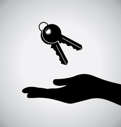 Business hand giving a key to another hand Vector Image