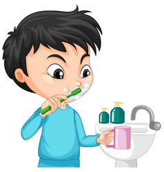 A girl cartoon character brushing teeth Royalty Free Vector