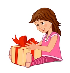 Little girl holding birthday cake isolated Vector Image