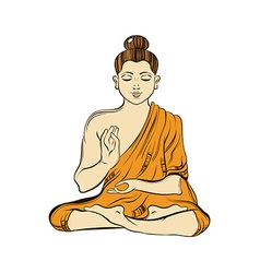 Buddha sitting on lotus flower under bodhi tree Vector Image