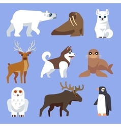 Polar animals flat icons Royalty Free Vector Image