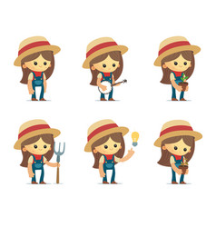 Cartoon farm girl Royalty Free Vector Image - VectorStock