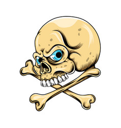 Skull Head With Brown Skin And Blue Eyes Vector Image