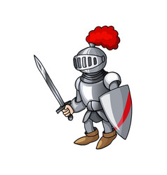 Cartoon medieval knight with shield and spear Vector Image