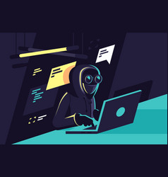 Hacker with laptop hacking Royalty Free Vector Image