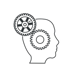 Brain gears head silhouette idea icon Royalty Free Vector