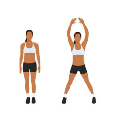 Woman doing modified jumping jacks exercise Vector Image